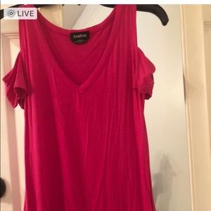 BeBe cold shoulder pink top.